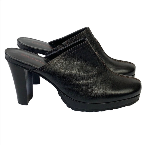 Enzo Angiolini Shoes - Enzo Angiolini Black Leather Mules